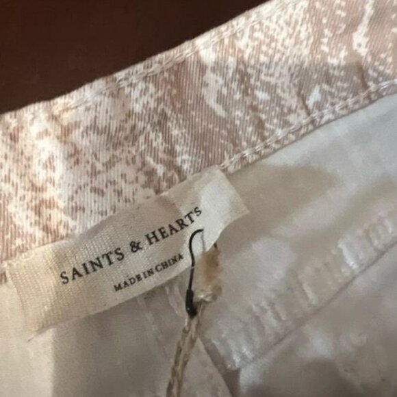 Bell-Bottom Flared Pants By Saints & Hearts In pink snake Pattern - Picture 6 of 10